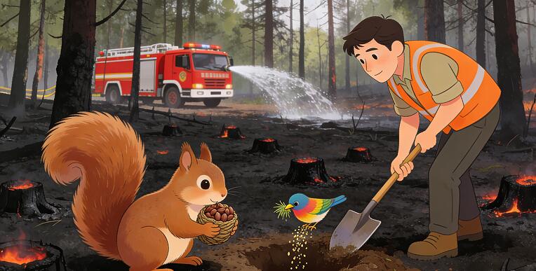 森林火灾后植树造林